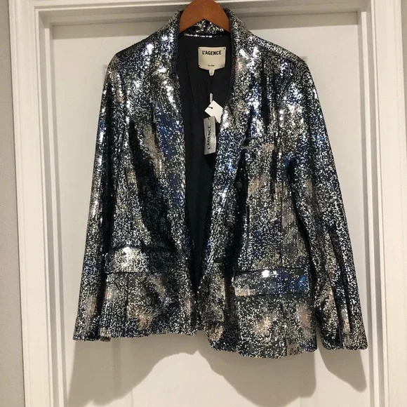 L'AGENCE Kenzie Sequin Double Breasted Blazer - Picture 4 of 12